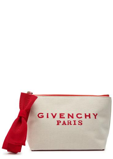 Logo-print canvas clutch by GIVENCHY