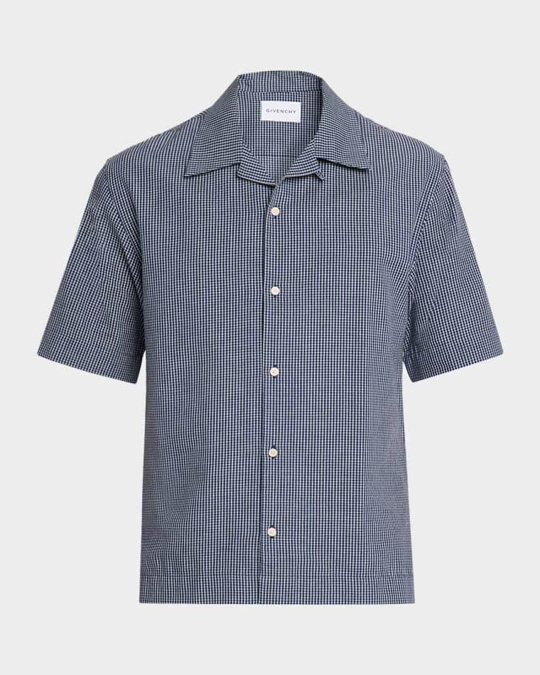 Men's Checked Cotton Bowling Shirt with Embroidery by GIVENCHY