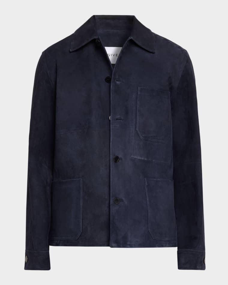 Men's Leather Patch-Pocket Shirt Jacket by GIVENCHY
