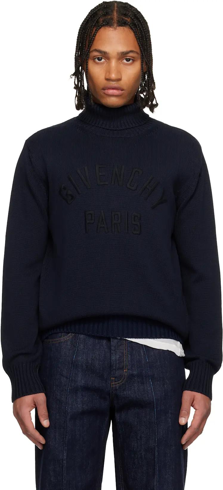 Navy Cotton Turtleneck Sweater by GIVENCHY