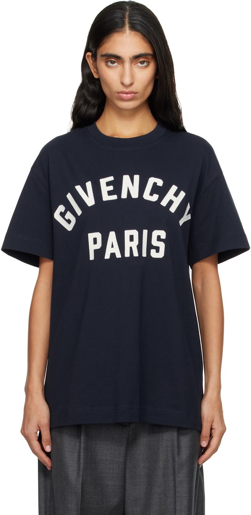 Navy 'Givenchy Paris' Boxy Fit T-shirt by GIVENCHY