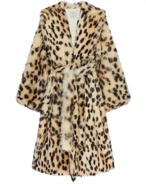 Oversized coat in fur with leopard print by GIVENCHY