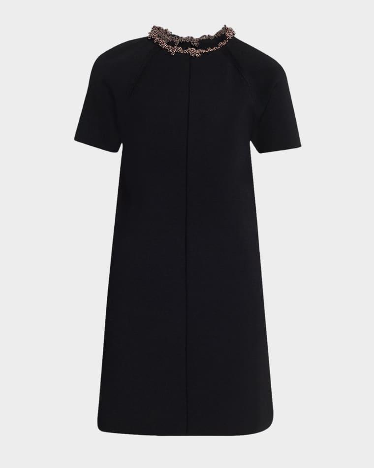 Pearly Beaded Short-Sleeve Mini Dress by GIVENCHY