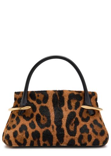 Pinch mini leopard calf-hair top handle bag by GIVENCHY