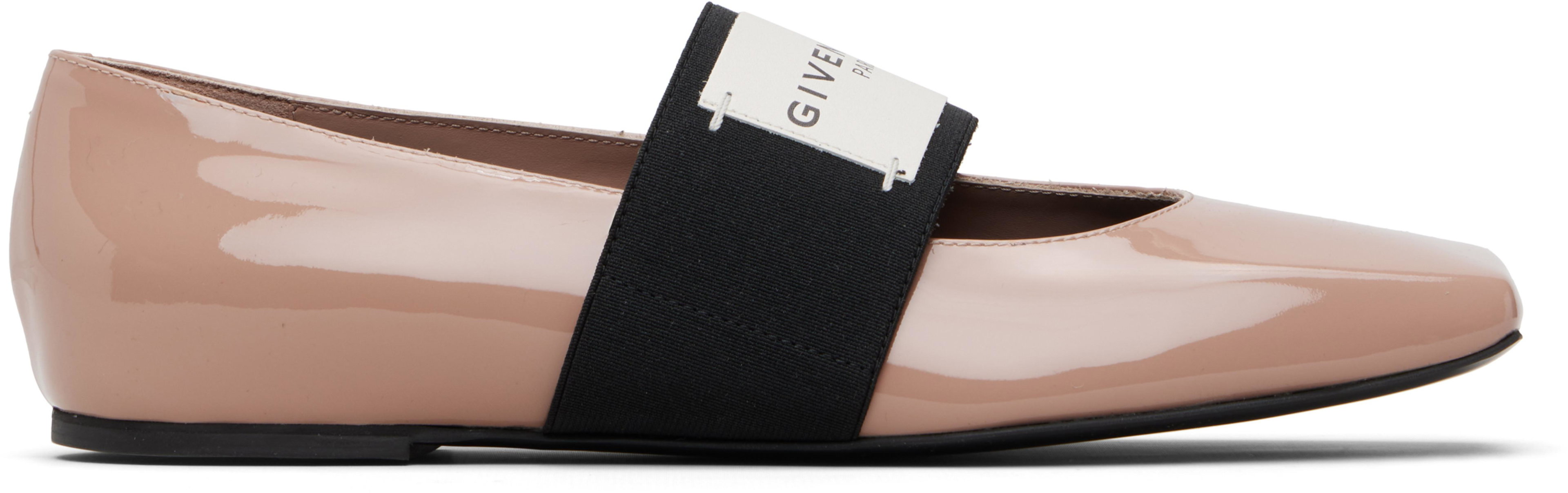 Pink Sliced Square Patent Leather Ballerina Flats by GIVENCHY