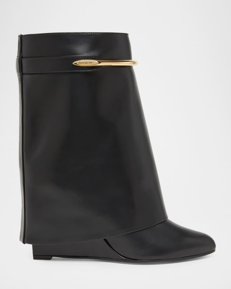 Shark Pinch Draped Leather Wedge Ankle Boots by GIVENCHY