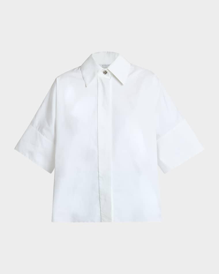 Short-Sleeve Cotton Poplin Button-Down Shirt by GIVENCHY