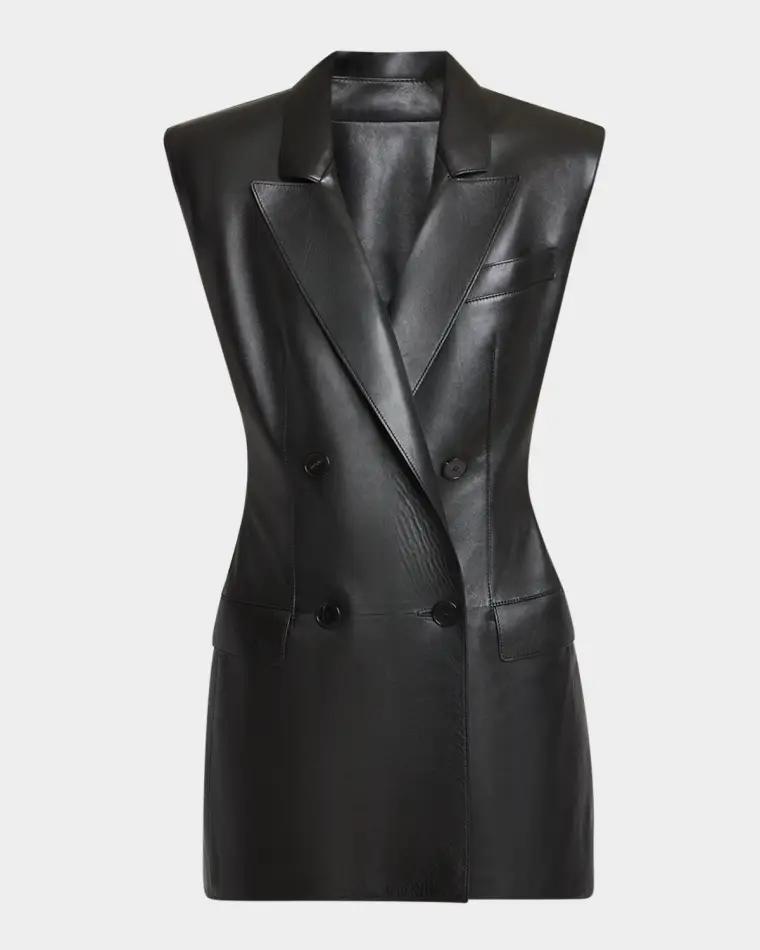 Sleeveless Double-Breasted Leather Jacket by GIVENCHY
