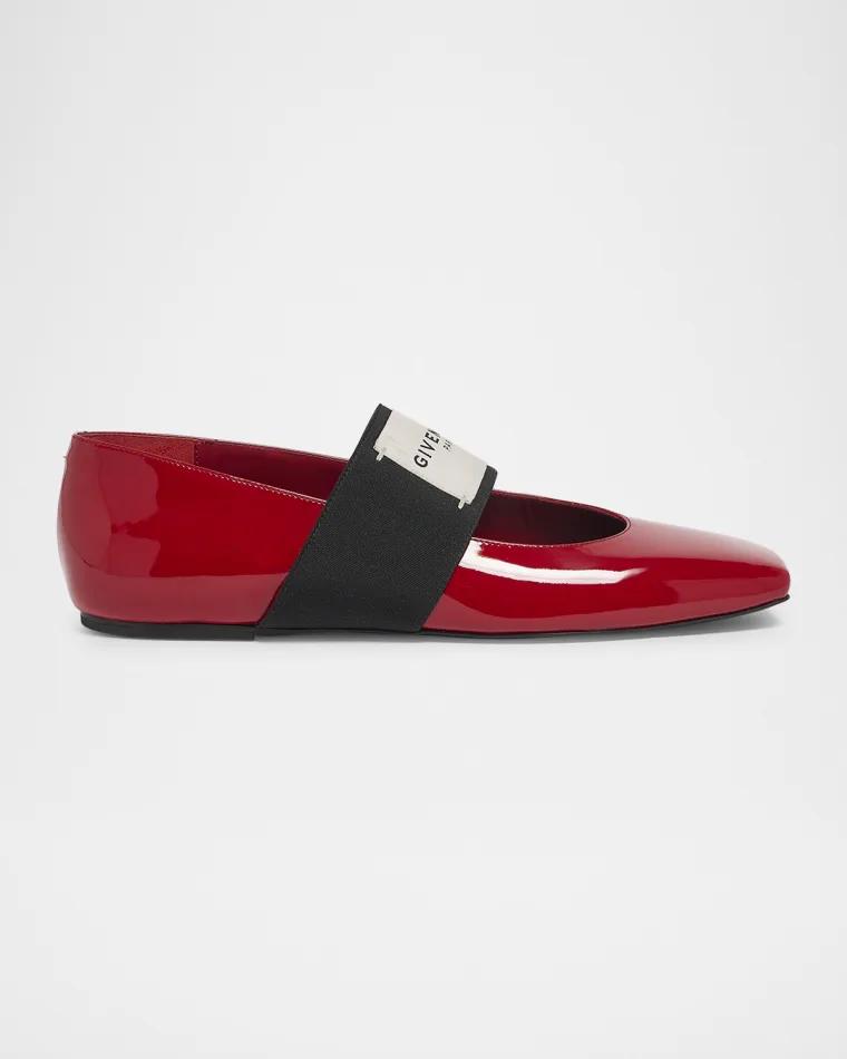 Sliced Square Label Patent Leather Ballerina Flats by GIVENCHY