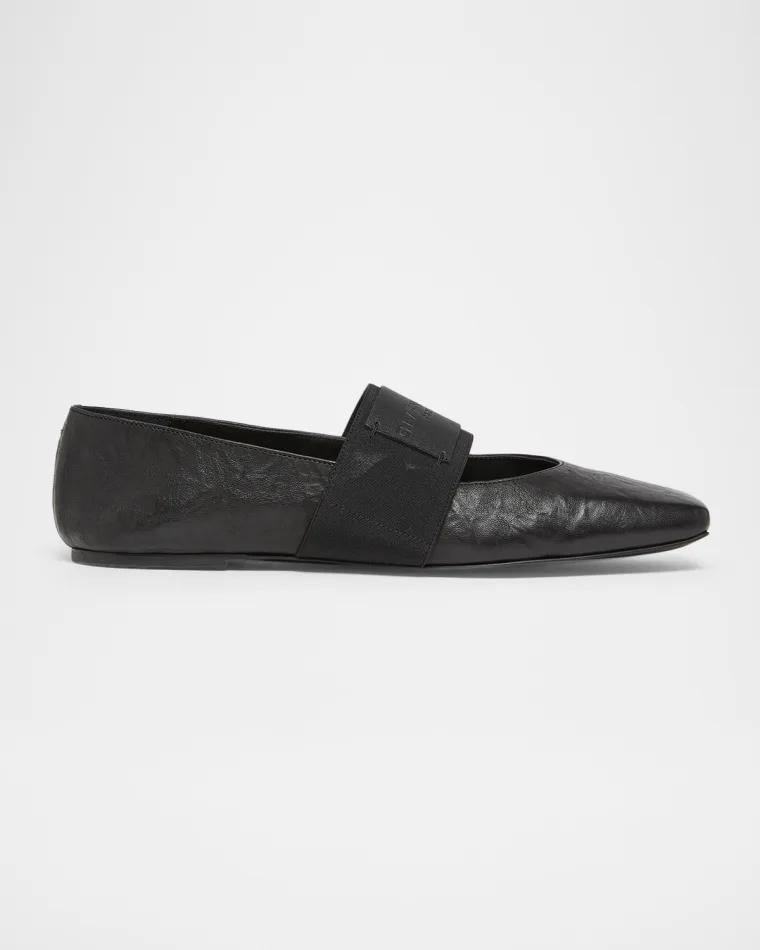 Sliced Square Textured Leather Square-Toe Ballerina Flats by GIVENCHY Sliced Square Textured Leather Square-Toe Ballerina Flats by GIVENCHY