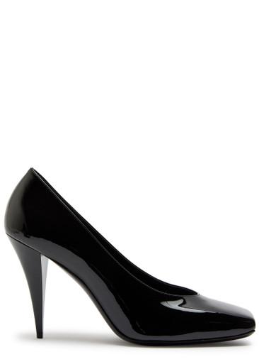 Square-toe patent leather pumps by GIVENCHY