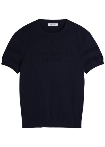 Textured knit logo cotton-blend T-shirt by GIVENCHY