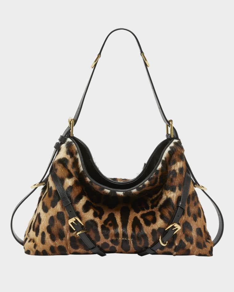 Voyou Medium Leopard-Print Goat Hair Shoulder Bag by GIVENCHY