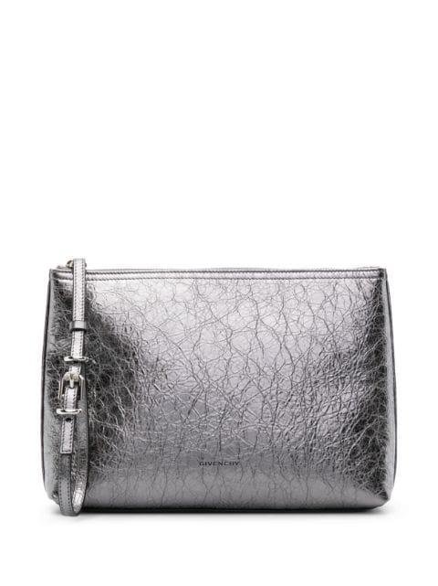 Voyou crinkled metallic pouch by GIVENCHY