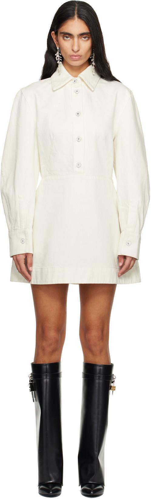 White Cocoon Denim Minidress by GIVENCHY