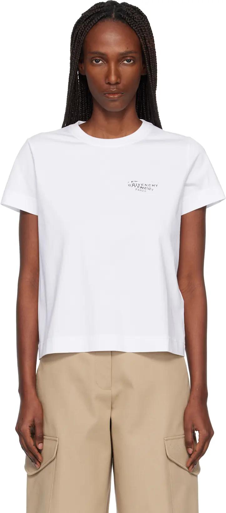 White Cotton 'GIVENCHY' Stamp Print T-shirt by GIVENCHY