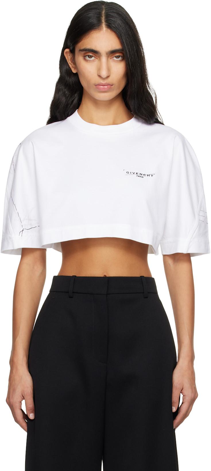 White Cropped Cocoon T-shirt by GIVENCHY