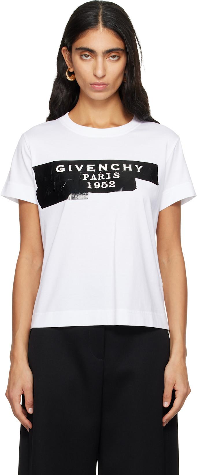 White 'Givenchy' Tape Print T-shirt by GIVENCHY