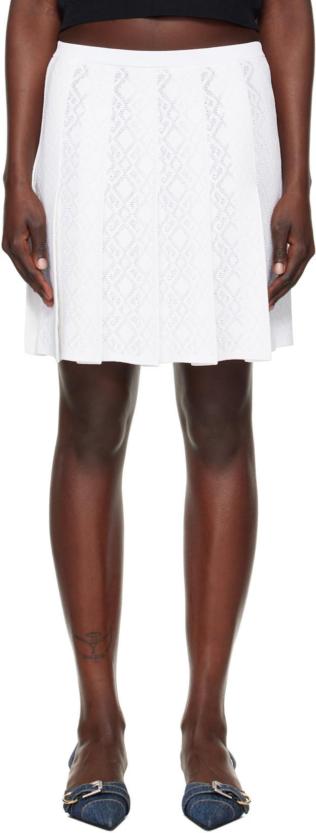 White Pleated Monogram 72 Jacquard Miniskirt by GIVENCHY