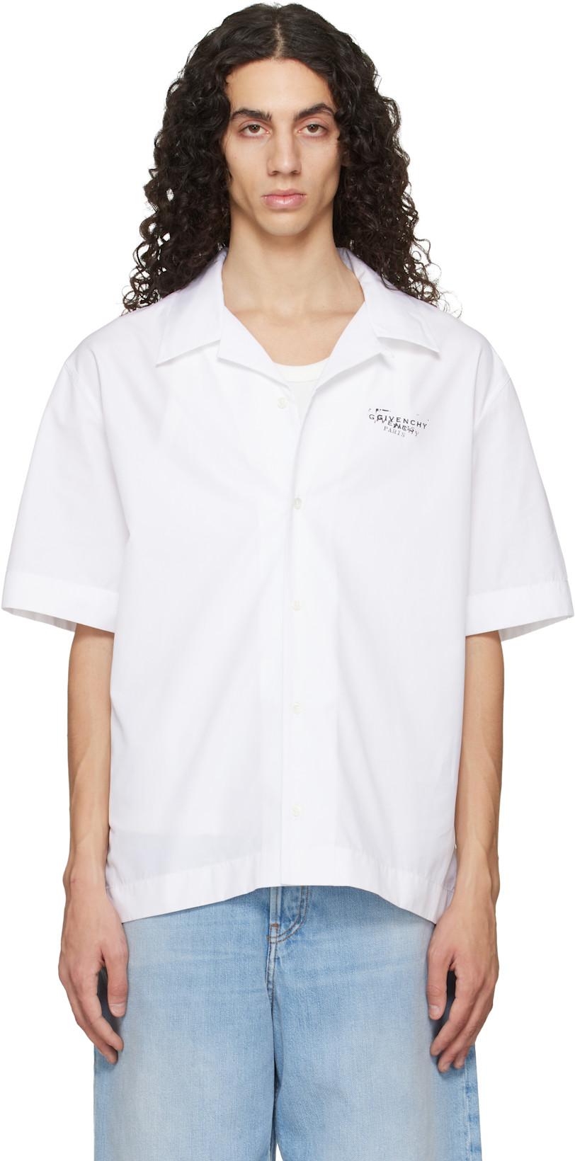 White Poplin 'GIVENCHY Stamp Print' Shirt by GIVENCHY