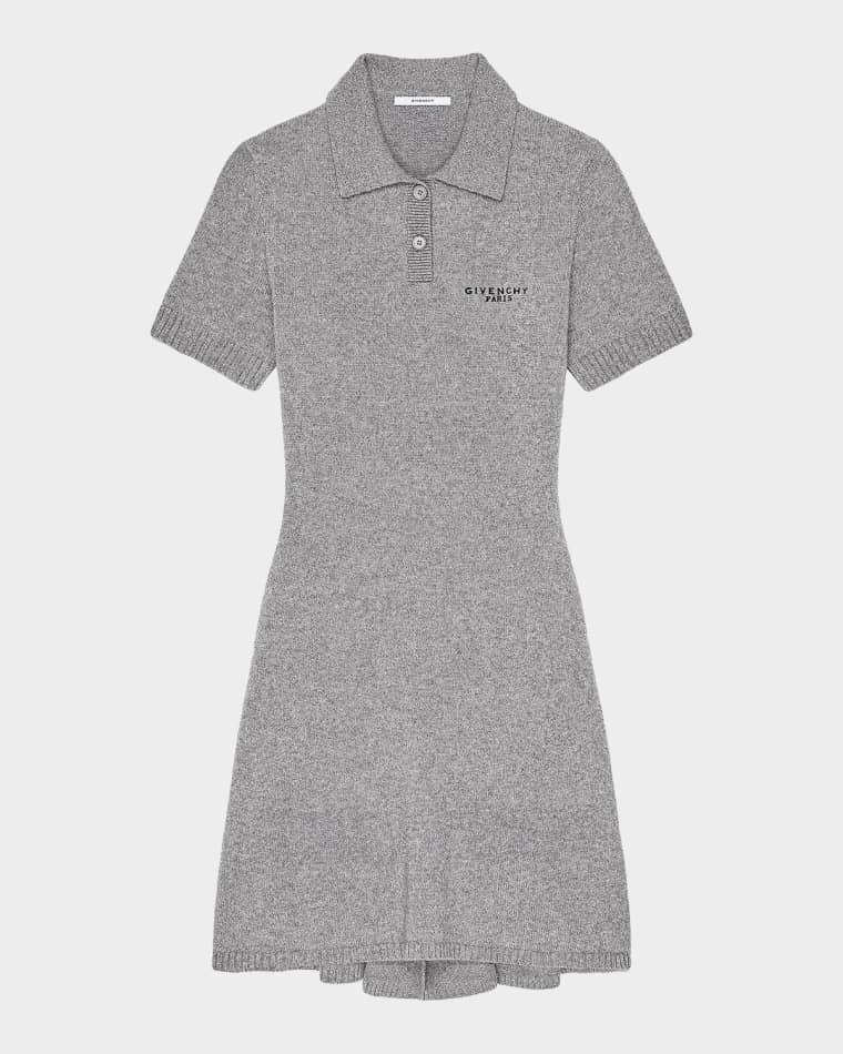 Wool-Cashmere Knit A-Line Mini Polo Dress by GIVENCHY