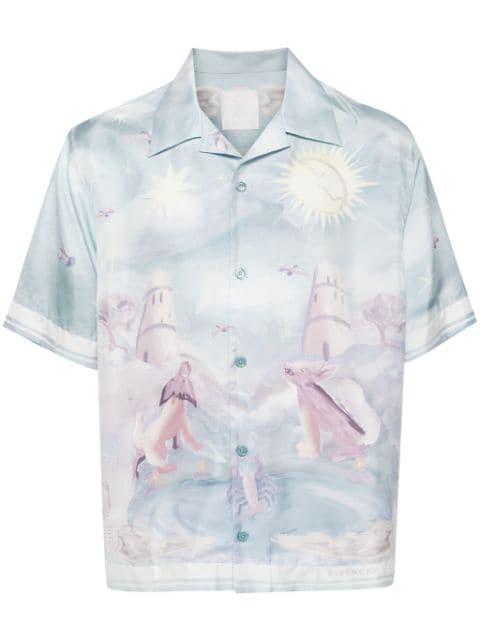 boxy fit printed silk shirt by GIVENCHY