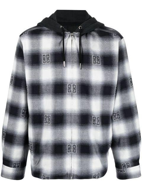 check-pattern oversize hoodied shirt jacket by GIVENCHY