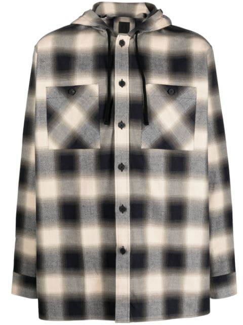 checkered cotton hoodied shirt by GIVENCHY