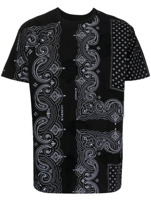 distressed-effect bandana-print T-shirt by GIVENCHY