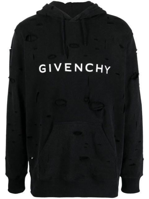 distressed-effect drawstring hoodie by GIVENCHY