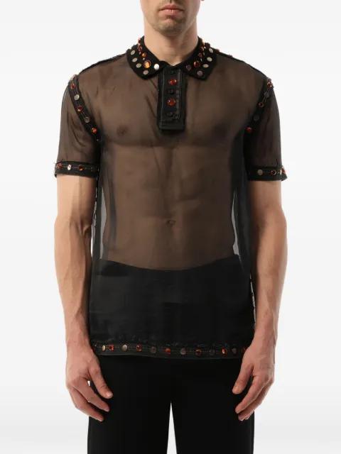 embellished sheer polo shirt by GIVENCHY
