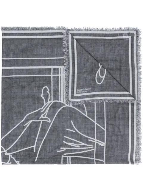 frayed graphic print scarf by GIVENCHY