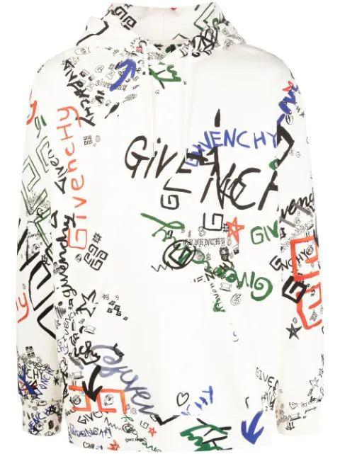 graffiti printed hoodied sweatshirt by GIVENCHY