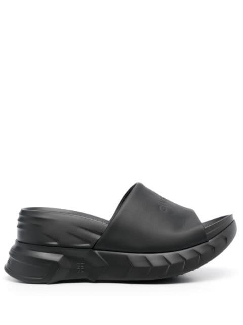 logo-debossed leather slides by GIVENCHY