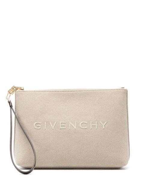 logo-embroidered canvas pouch by GIVENCHY