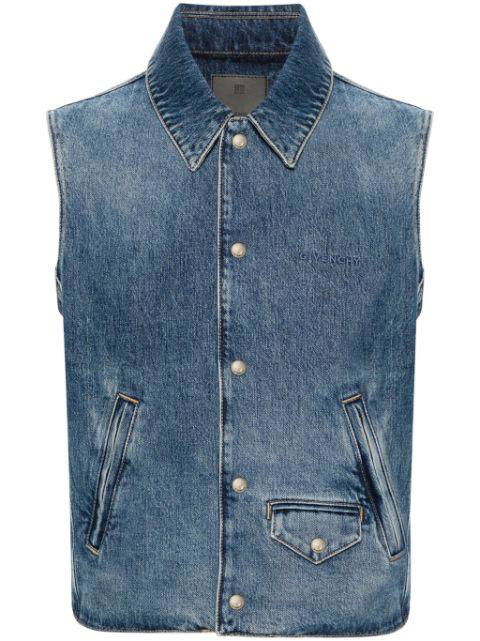 logo-embroidered denim vest by GIVENCHY