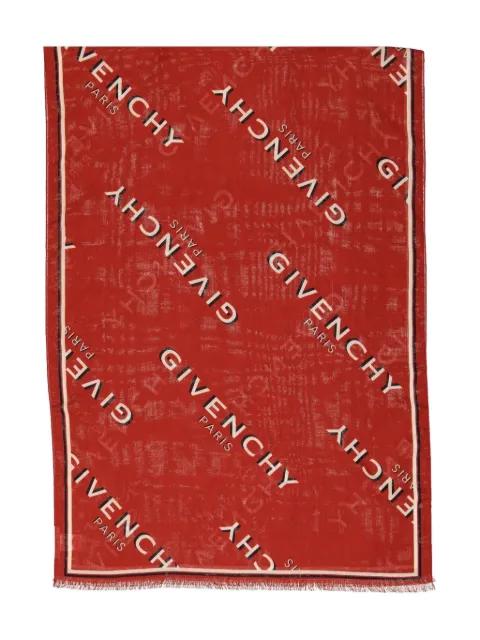 logo-lettering frayed scarf by GIVENCHY