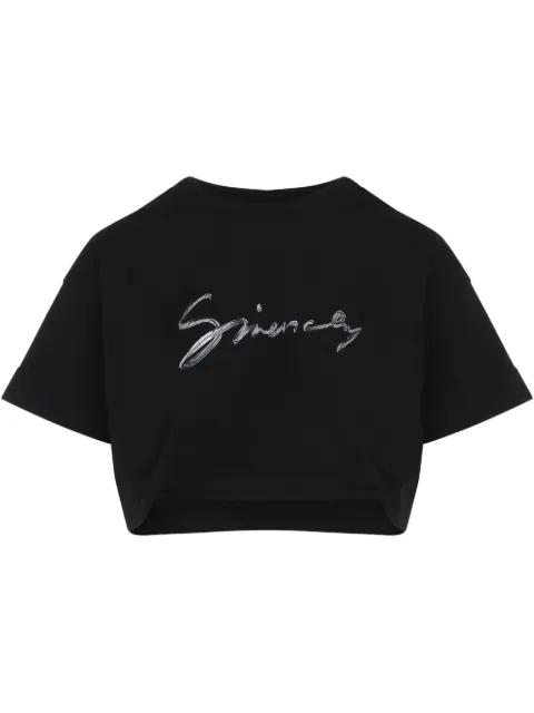 logo-print cropped T-shirt by GIVENCHY