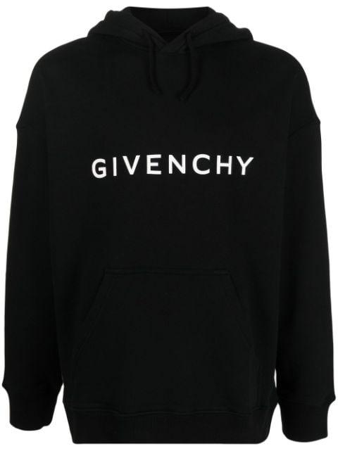logo-print drawstring hoodie by GIVENCHY