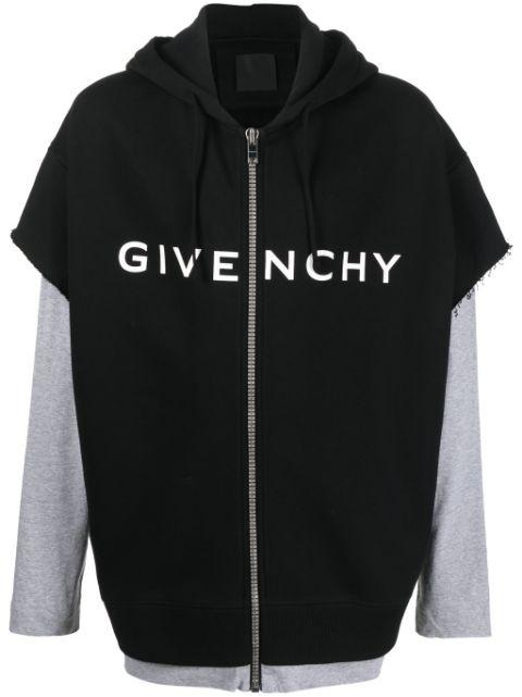 logo-print layered hoodie by GIVENCHY