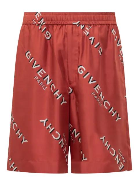 logo-print silk shorts by GIVENCHY