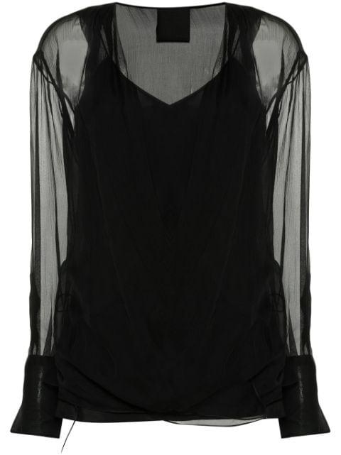long-sleeve silk wrap blouse by GIVENCHY