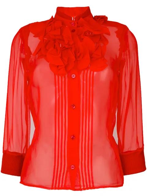 sheer frill fitted shirt by GIVENCHY
