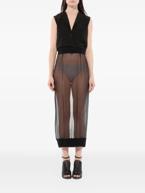 sheer ribbed-trim skirt by GIVENCHY