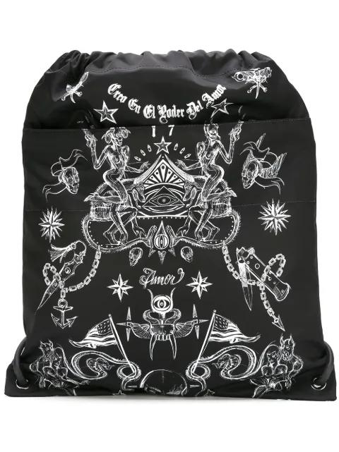 tattoo print drawstring backpack by GIVENCHY