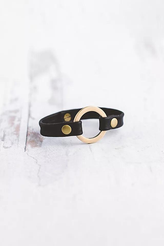 Giving Bracelets Antique Brass Grounding Leather Bracelet by GIVING BRACELETS | FREE PEOPLE