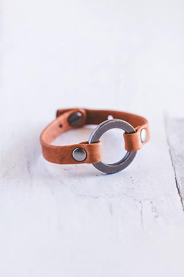 Giving Bracelets Antique Silver Grounding Leather Bracelet by GIVING BRACELETS | FREE PEOPLE