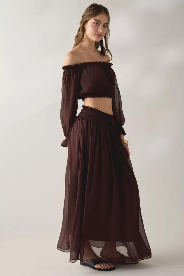 Glamorous Chiffon Smocked Waist Maxi Skirt by GLAMOROUS