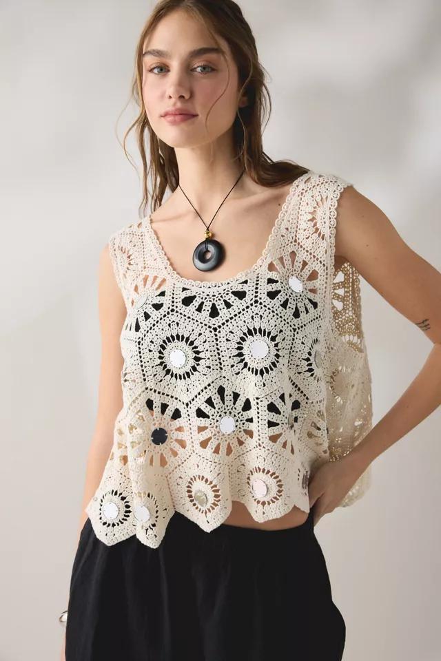 Glamorous Clover Sheer Crochet Crop Top by GLAMOROUS