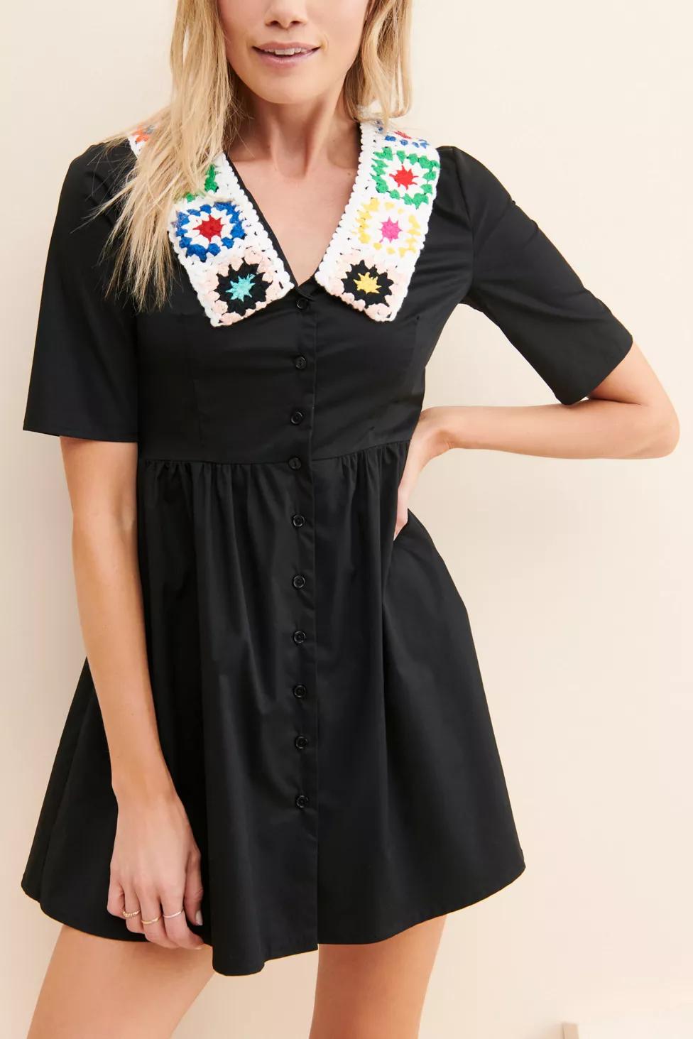 Glamorous Crochet Collar Mini Dress by GLAMOROUS
